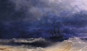 Sailing in a stormy sea