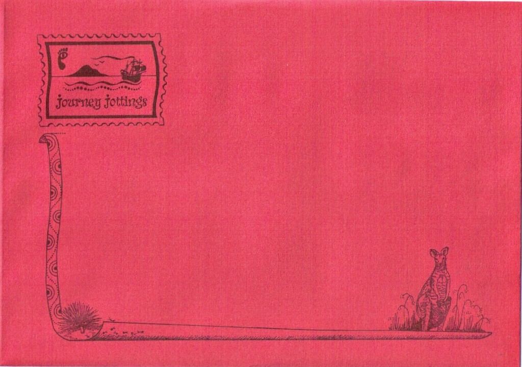Red Journey Jottings envelope Envelope for Australia map postcard