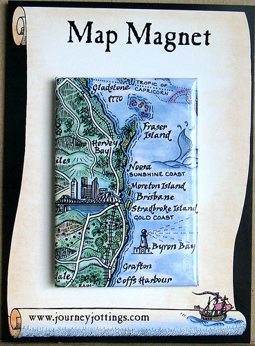 Map Magnet showing the Queensland coast from Brisbane to Fraser Island