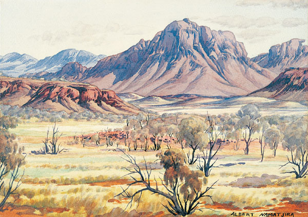Image: Albert Namatjira painting Mt Sonder
