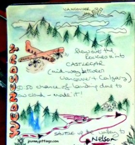 Travel journal entry about flying from Vancouver to Castlegar