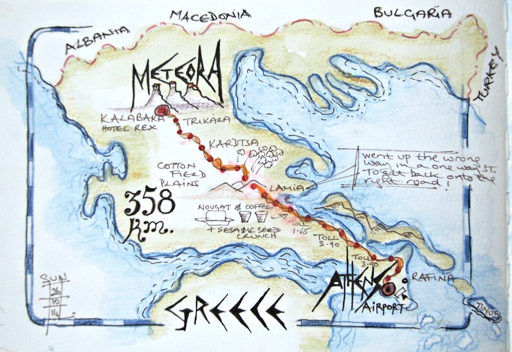 Map of Greece showing location Meteora