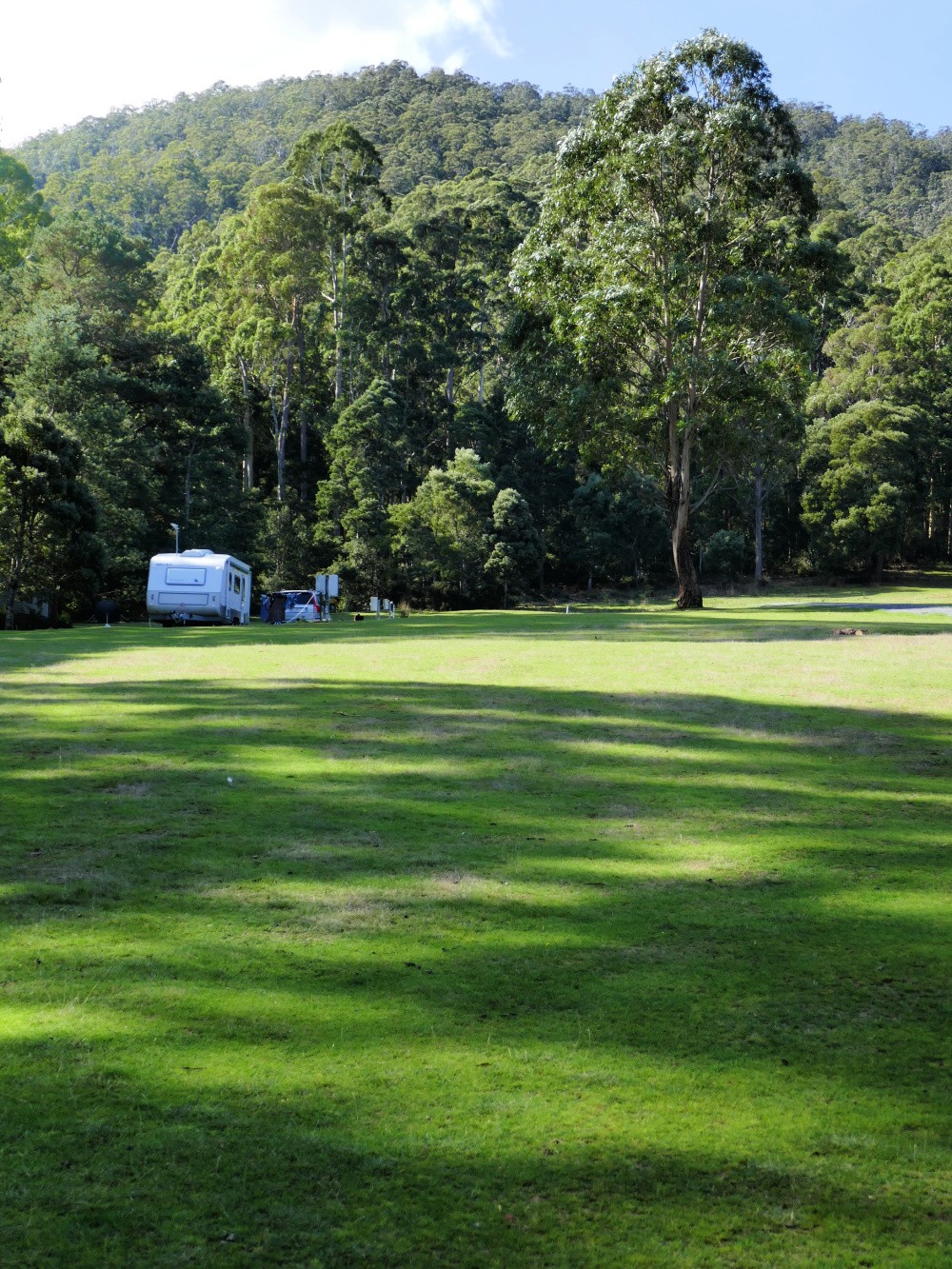 A lone caravan in a caravan park during covid-19